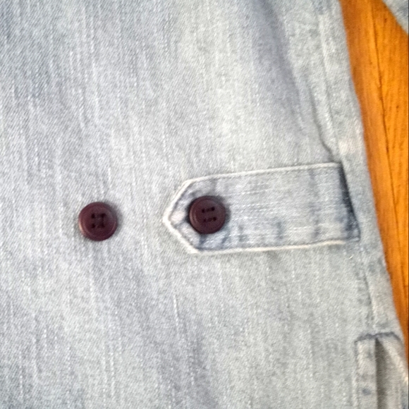 CHRISTOPHER & BANKS - Patriotic Embroidered Denim Light Wash Button Up Jacket - Picture 12 of 13